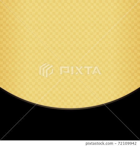 Japanese-style background with gold checkered pattern and black curved band Japanese-style background with gold checkered pattern and black curved band 72109942