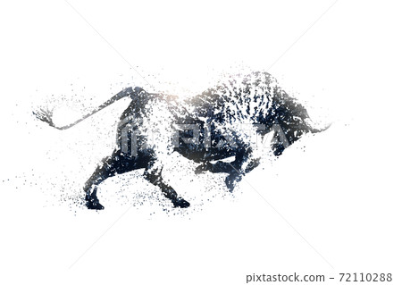 Bullfighting silhouette black and white particles Ox year transparent background 72110288