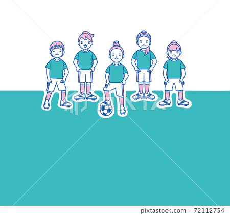 Aqua綠色制服女子足球隊aqua綠色背景圖素材 插圖素材 圖庫