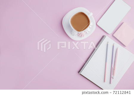 Flat lay minimal woman work space, inspiration Flat lay minimal woman work space, inspiration 72112841