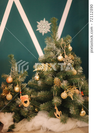 Close up of different elements of decor for Christmas. New Year concept 72112890