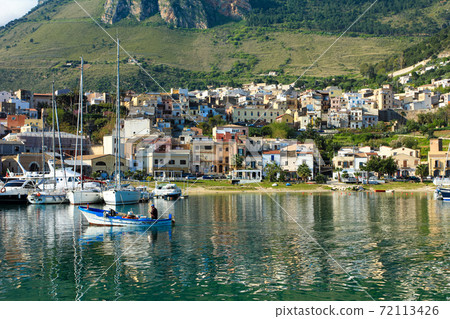 Castellamare del Golfo, Sicily, Italy marina bay in the morning. Castellamare del Golfo, Sicily, Italy marina bay in the morning. 72113426
