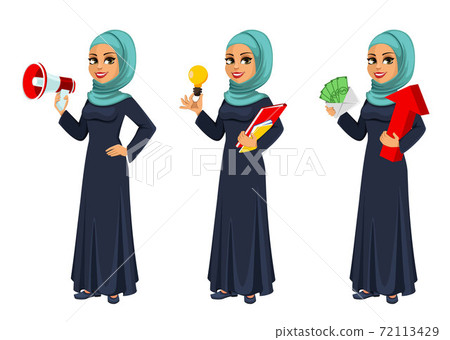 Beautiful Muslim businesswoman cartoon character 72113429