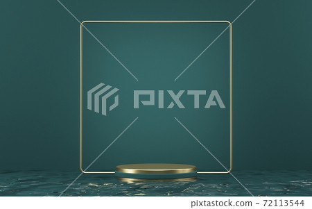 Mock up podium for product presentation golden frame in deep wavy water 3D Mock up podium for product presentation golden frame in deep wavy water 3D 72113544