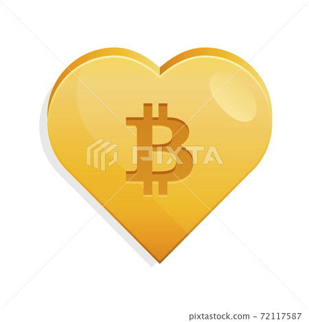 Vector Illustration of a golden heart in 3D style with a bitcoin sign inside. Like button. Valentine's Day gift Vector Illustration of a golden heart in 3D style with a bitcoin sign inside. Like button. Valentine's Day gift 72117587
