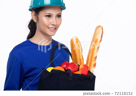 Woman is Food Delivery service isolated Woman is Food Delivery service isolated 72118152