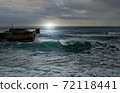 Sea of Japan and sunset in winter 72118441