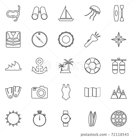 Diving line icons on white background 72118543