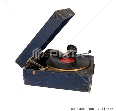 Phonograph with crank. Old gramophone Isolated on a white background. Phonograph with crank. Old gramophone Isolated on a white background. 72118656