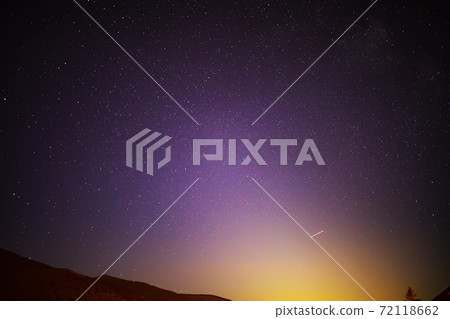 Starry sky at night in the Tyrolean Alps. Moonrise 72118662