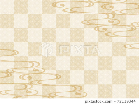 Running water and checkered pattern Japanese pattern background 72119344