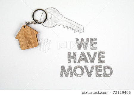 We have moved. Buying and renting, new jobs and opportunities concept. White paper 72119466