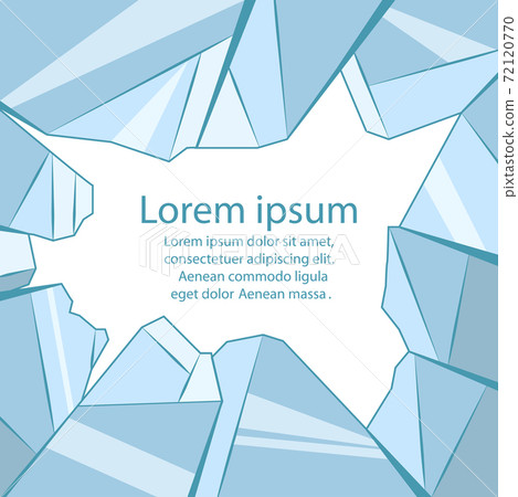 Colorful illustration of broken glass with place for text. Vandalism and hooliganism. Trusted window and ice. Vector cartoon template Colorful illustration of broken glass with place for text. Vandalism and hooliganism. Trusted window and ice. Vector cartoon template 72120770