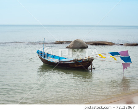 Blue sea with fishing villager boat. Blue sea with fishing villager boat. 72122067