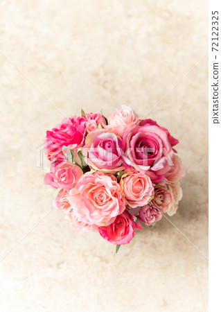 浪漫粉紅玫瑰花束 人造花 照片素材 圖片 圖庫