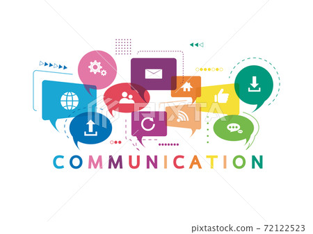 . The word communication with colorful dialog speech bubbles 72122523