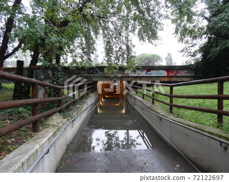 Underpass flooded by heavy rain 72122697