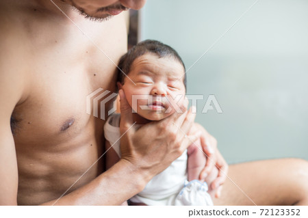 Infant baby boy belching after drink breast milk Infant baby boy belching after drink breast milk 72123352