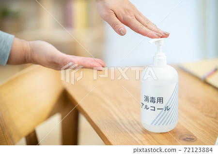 Alcohol disinfection at hand Alcohol disinfection at hand 72123884