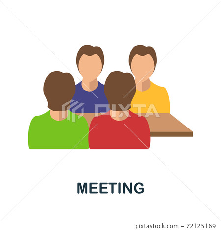 Meeting flat icon. Simple element from project management collection. Creative Meeting icon for web design, templates, infographics and more 72125169