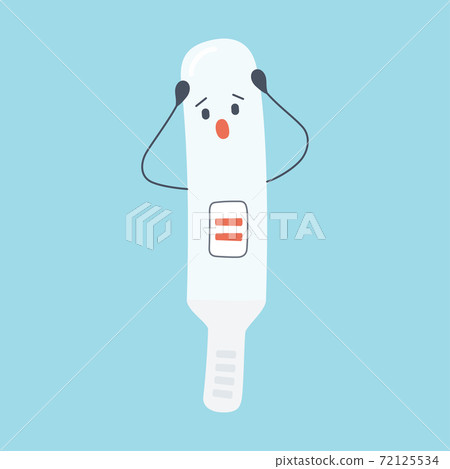Surprised pregnancy test with positive result as a two lines. Unplanned pregnancy. Isolated vector illustration Surprised pregnancy test with positive result as a two lines. Unplanned pregnancy. Isolated vector illustration 72125534