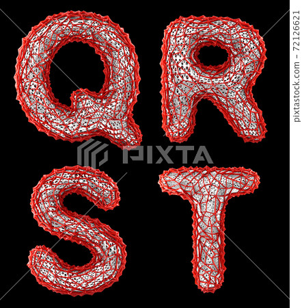 Realistic 3D letters set Q, R, S, T made of red plastic. Realistic 3D letters set Q, R, S, T made of red plastic. 72126621