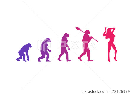 The evolution theory of woman. Isolated Vector Illustration The evolution theory of woman. Isolated Vector Illustration 72126959