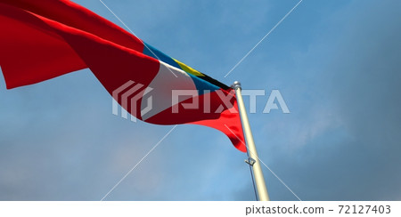 3d rendering of the national flag of the Barbuda 3d rendering of the national flag of the Barbuda 72127403