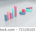 A set of graphs in three dimensions of presentation, improvement, marketing. 3D illustration, rendering 72128105
