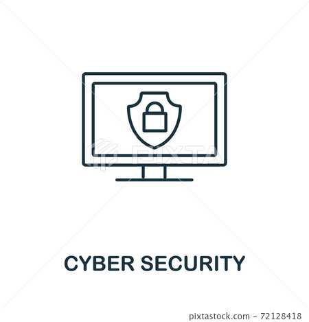Cyber Security icon. Simple line element Cyber... - Stock Illustration ...