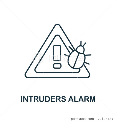 Intruders Alarm icon from cyber security collection. Simple line Intruders Alarm icon for templates, web design and infographics 72128425