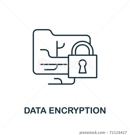 Data Encryption icon from cyber security collection. Simple line Data Encryption icon for templates, web design and infographics 72128427