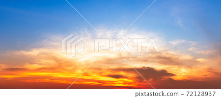 Dramatic orange cloud sky nature panorama background Dramatic orange cloud sky nature panorama background 72128937