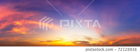 Cloudy twilight sky panorama sunrise or sunset time background Cloudy twilight sky panorama sunrise or sunset time background 72128938