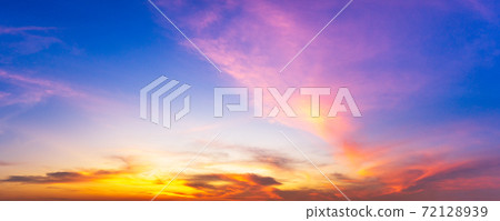 Colorful cloudy twilight sky panorama sunrise or sunset time Colorful cloudy twilight sky panorama sunrise or sunset time 72128939