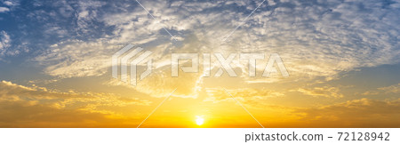 Golden sunrise and cloud sky nature panorama background Golden sunrise and cloud sky nature panorama background 72128942