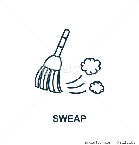 Sweep icon from cleaning collection. Simple line element Sweep symbol for templates, web design and infographics 72129193