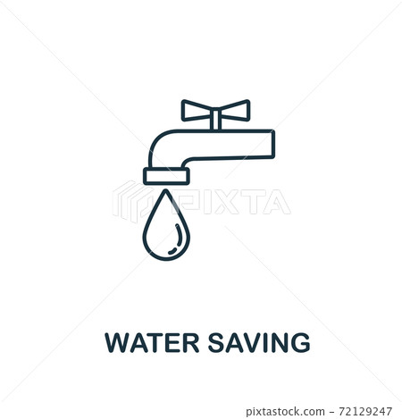 Water Saving icon from clean energy collection. Simple line element water saving symbol for templates, web design and infographics 72129247