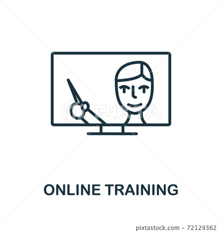 Online Training icon from business training collection. Simple line Online Training icon for templates, web design and infographics Online Training icon from business training collection. Simple line Online Training icon for templates, web design and infographics 72129362