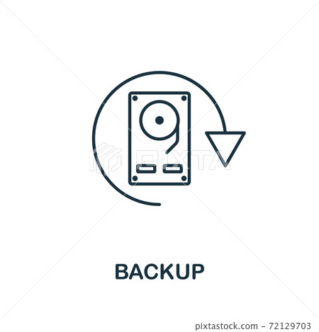 Backup icon. Line style element from data organization collection. Thin Backup icon for templates, infographics and more 72129703