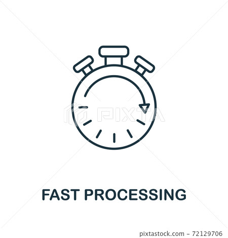 Fast Processing icon. Line style element from data organization collection. Thin Fast Processing icon for templates, infographics and more 72129706