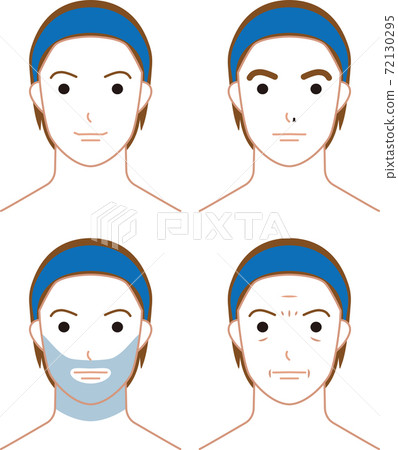 Male face with beard, wrinkles, nose hair and... - Stock Illustration  [72130295] - PIXTA