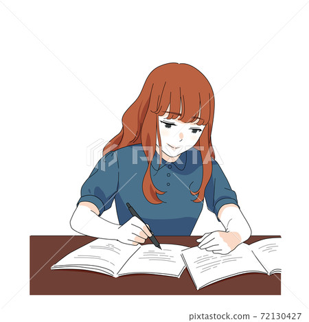 A woman studying 72130427