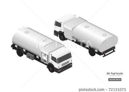 Air fuel truck in isometric style. Maintenance of aircraft. Airfield transport. Tanker for airplane. Industrial 3d realistic drawing 72131073