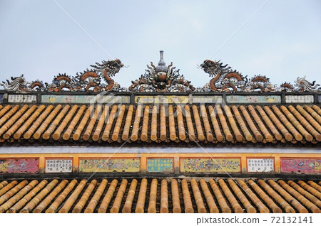 越南，順化，阮王宮，大和電屋頂裝飾 72132141