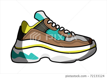 Sneaker shoe on platform isolated on white Sneaker shoe on platform isolated on white 72133124