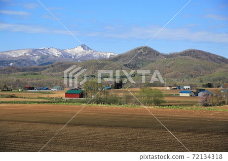 北海道“春天新雪谷/田野”風景（北海道新雪谷鎮） 72134318
