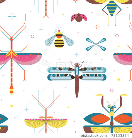 Meadow Insects Geometric Pattern - Stock Illustration [72135224] - PIXTA