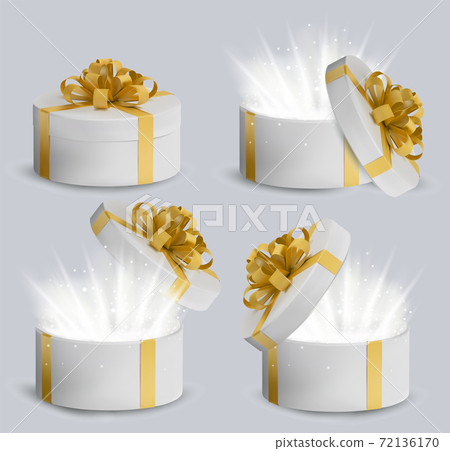 Collection Gift white box in a gold ribbon and... - Stock Illustration ...
