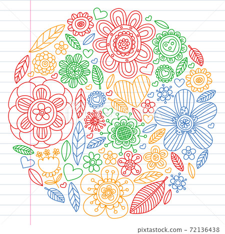 Vector flower pattern on white background. Wallpaper, fabric design. Vector flower pattern on white background. Wallpaper, fabric design. 72136438